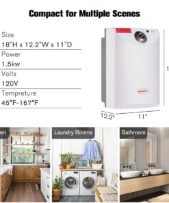 Thermoflow Electric Mini Tank Water Heater, 2.5 Gallon 120V Corded Under Sink Small Hot Water Heater for Point of Use Instant Hot Water 2.5 Gallons 15 613gd2n8zLL