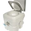 Camco 5.3-Gallon Portable Travel Toilet | Features Detachable Holding Tank w/Sealing Slide Valve & Bellow-Type Flush | Easy Transport w/Compact Lightweight Design & Carry Handle | Gray (41541) 5.3 Gallon