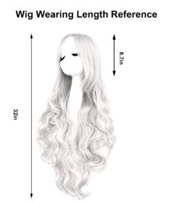 Rbenxia Curly Cosplay Wig Long Hair Heat Resistant Spiral Costume Wigs Anime Fashion Wavy Curly Cosplay Daily Party Silver 32" 80cm 36 613kHtBaqWL