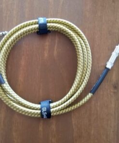 GLS Audio Instrument Cable - Amp Cord for Bass & Electric Guitar - Straight to Right Angle 1/4 Inch Instrument Cable - Brown/Yellow Braided Tweed, 10ft 10 Ft. Right-Angle Gold 32 613lRDTFrpL