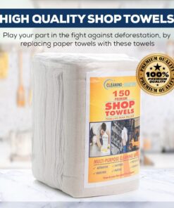 SIMPLI-MAGIC 79142 Shop Towels 14"x12", Pack of 150, Cotton, White 13 613nloggpgL