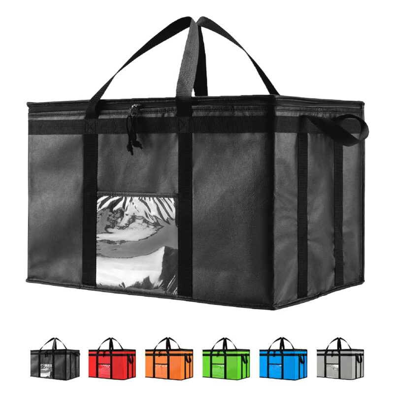 Catalog 9 NZ home 3XL Insulated Cooler Bag and Food Warmer for Food Delivery & Grocery Shopping with Zippered Top, Black (1 pack) 3X-Large 1