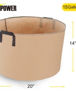 Alternative view of iPower 15 Gallon Grow Bags Nonwoven Fabric Pots Aeration Container with Strap Handles for Garden and Planting, 5-Pack Tan, 15 Gallon