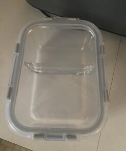 JoyJolt Divided Food Storage Containers with Lids Airtight. 5 Pack Glass Meal Prep Containers 2 Compartment Set Glass Bento Box. Reusable Food Containers, Portion Control Containers for Weight Loss Gray 47 613utmStqBL