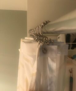 Maytex Shower Curtain Hooks, Shower Curtain Rings, Rust-Resistant Decorative Double Roller Glide Shower Hooks, Shower Rings for Bathroom Shower Rods, Curtains, Liners, Set of 12, Brushed Nickel 45 613vjmOxtoL