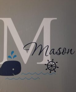 Decalzome Inc Personalized Whale Name Nautical Decor - Nautical Theme Nursery Wall Decals - Baby Shark Wall Decals Room Decor Stickers - Under The Sea Art Mural Vinyl Sticker - Baby Boy & Girl Decor 30 613wVWsJ5L 1