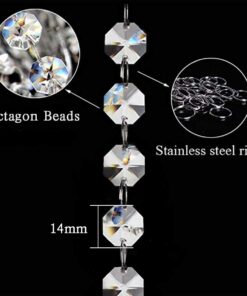 Crystal Acrylic Gems Bead Garland Strands, KinHom 16 Feet Hanging Clear 14mm Daimond Beads Chain Garlands for Manzanita Tree Centerpiece, Chandelier Bead Lamp Chain, Christmas/Wedding Party Decoration Stainless Steel 16 ft, Diameter 14 mm 24 6142F2tWoKL