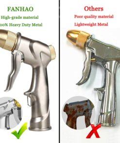 FANHAO Upgrade Garden Hose Nozzle Sprayer, 100% Heavy Duty Metal Handheld Water High Pressure in 4 Spraying Modes for Hand Watering Plants and Lawn, Car Washing, Patio Pet Front Trigger - 4 Patterns 20 6144euLRn2L