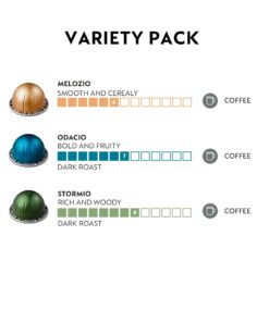 Nespresso Capsules VertuoLine, Medium and Dark Roast Coffee, Variety Pack, Stormio, Odacio, Melozio, 30 Count, Brews 7.77 Fl Oz (Pack of 3 ) Medium and Dark Roast Variety Pack 7.77 Fl Oz (Pack of 3) 20 6147a2KLREL