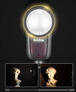 Godox V1-N Round Head Camera Flash Speedlite Flash for Nikon, TTL Flash Speedlight, 2.4G 1/8000s HSS 76Ws, 10 Level LED Modeling Lamp, 480 Full Power Shots, 1.5s Recycle Time 2600mAh Li-ion Battery 14 6148SYEaLqL