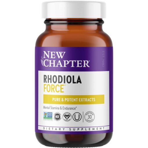 New Chapter Rhodiola Force 300mg with Potent Vegan Rhodiola for Mental Focus & Stamina, Endurance + Mood Support + Stress Adaptogen + Non-GMO Ingredients - 30 Count 300mg - 30ct Vegetarian Capsule