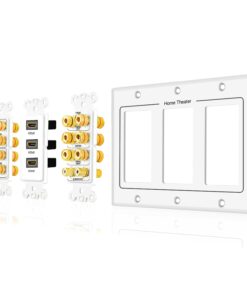 TNP Home Theater Wall Plate - 3-Gang 7.2 Surround Sound Distribution w/Premium Gold Plated Copper Banana Binding Post Coupler for 7 Speakers, 2 RCA Jack for Subwoofer, 3 HDMI Port for UHD 4K HD 1080P 7.2 Surround + 3x HDMI 12 614C81qZ3L