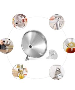 Lakatay 5-Inch Food Grade Stainless Steel Kitchen Funnel with Strainer Filter for Transferring of Liquid Dry Ingredients and Metal Cooking Funnel—Silver 1pcs-5 inch funnel 19 614FHDjeRiL