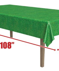 Alternative view of Beistle Grass Tablecover, 54” x 108” – Plastic Table Cloth, Football Party Decorations, Sports Themed Party Decor, Green Grass Tablecloth, Rectangular Table Cloth