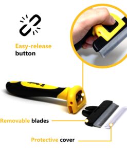Thunderpaws Best Professional De-Shedding Tool and Pet Grooming Brush, D-Shedz for Breeds of Dogs, Cats with Short or Long Hair, Small, Medium and Large (Yellow) Yellow 23 614KJuvoJ5S