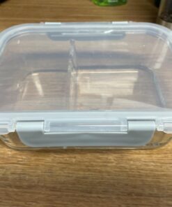 JoyJolt Divided Food Storage Containers with Lids Airtight. 5 Pack Glass Meal Prep Containers 2 Compartment Set Glass Bento Box. Reusable Food Containers, Portion Control Containers for Weight Loss Gray 60 614MEGp9EhL