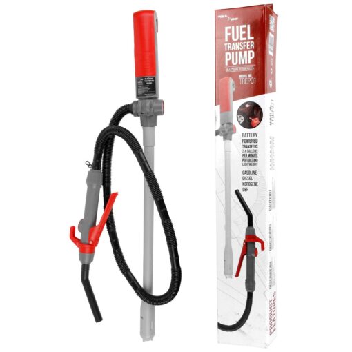 TERA PUMP Electric Multipurpose Gas Transfer Pump with Quick Stop Nozzle for Gas, Diesel, DEF & More 2D Battery - 2.5 GPM