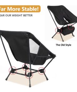 MOON LENCE Camping Chairs, Compact Backpacking Chair Small Folding Chair Lawn Chair with Side Pockets Portable Lightweight for Hiking & Beach & Fishing Black 32 614SEFjMTsL