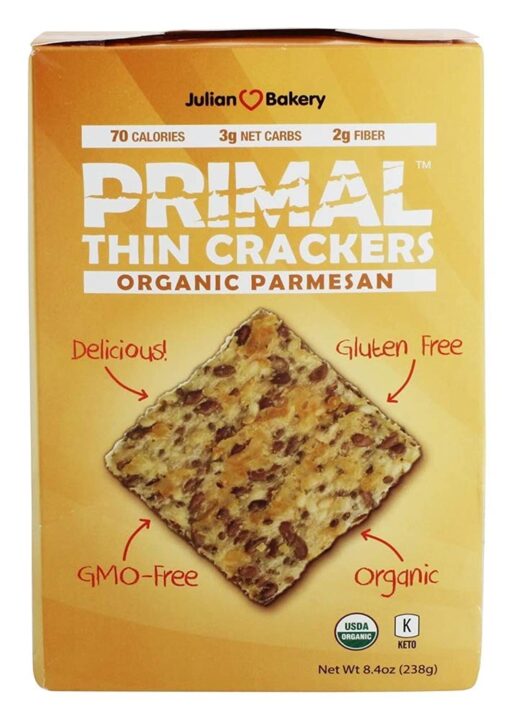 Primal Thin Crackers (Parmesan)(Organic)(Low Carb, Gluten-Free, Grain-Free) (8.4oz) (Package May Vary)