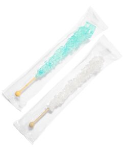 Candy Envy Light Blue and White Rock Candy Crystal Sticks - 24 Indiv. Wrapped - Cotton Candy & Original Sugar Flavored 24 count 20 614UcFveImL 1