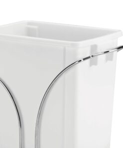 Household Essentials Glidez Chrome-Plated Steel Pull-Out/Slide-Out Discreet Single 9 Gallon Plastic Trash Can for Under Cabinet Use - Fits Standard Size Cabinet, Chrome and White 9 Gallon - Single Trash Can 22 614Uic2ZV1L
