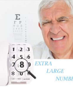 Big Button Phone for Elderly - Amplified Corded Phone for Hearing Impaired Aid Landline Telephones with Speakerphone for Seniors Elderly Phone for Low Vision Home Phones with Large Key(White) 15 614YXhDbt3L