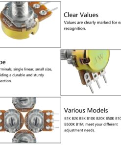 WMYCONGCONG 20 PCS B10K 10K Ohm Knurled Shaft Linear Rotary Taper Potentiometer with Black Knob(WH148) Kit 14 614ZDtWSyQL