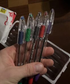 Pentel R.S.V.P. Ballpoint Pen, Fine Line, (0.7mm), Assorted Ink, Clear Barrel, 5 Pack (BK90BP5M) Assorted Ink Colors 29 614ZPEVZJ7L