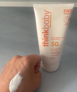 Thinkbaby SPF 50+ Baby Sunscreen – Safe, Natural Sunblock for Babies - Water Resistant Sun Cream – Broad Spectrum UVA/UVB Sun Protection – Vegan Mineral Sun Lotion, 6oz 6 Ounce (Pack of 1) 23 614eIN I2OL