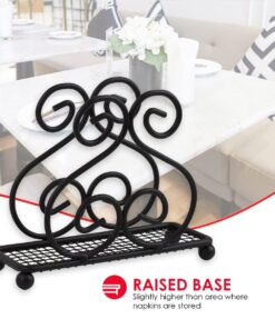 Alternative view of Home Basics Scroll Collection Steel Napkin Holder, Freestanding Tissue Dispenser Organizer for Kitchen Countertop, Durable, Sturdy, Home Décor, Black