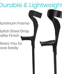 Vive Forearm Crutches (Pair) - Adjustable, Lightweight Arm Crutches Forearm for Adults - Ergonomic Arm Crutch Cuff and Comfortable Handles - Heavy Duty Crutches Non Slip Skid Replaceable Rubber Tips Black 24 614ftIryGL