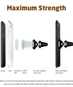 Magnetic Mount, iFlash Aluminum Universal Air Vent Magnetic Car Mount Phone Holder, 360 Degree Rotation for Multi-Angle View, Cradle-Less Car Phone Mount Stand for Apple iPhone/Samsung Galaxy - Black 8 614iUMJAt6L