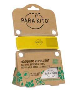 PARA'KITO Mosquito Insect & Bug Protection Wristband - Mosquito Stickers, Bug Spray Alternative Essentials for Beach, Camping, Desert Hiking, Christmas Bonfires - Natural Essential Oils (Yellow) Yellow 14 614jlEoS L