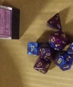 Chessex Manufacturing Cube Gemini Set of 7 Dice - Blue & Purple with Gold Numbering CHX-26428 41 614jvfV2PEL