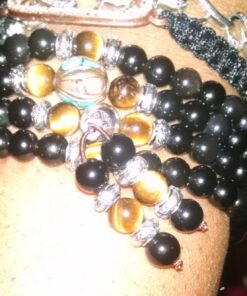 COAI Black Obsidian Stone Bracelet Necklace Mala Beads 108 Tiger Eye 44 614kTj1hwlL