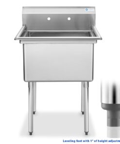 GRIDMANN 30" Wide Stainless Steel Kitchen Prep & Utility Sink, 1 Compartment NSF Commercial Sink with 24" x 24" Bowl for Restaurant, Laundry, Garage 27 614oki wDdL 3