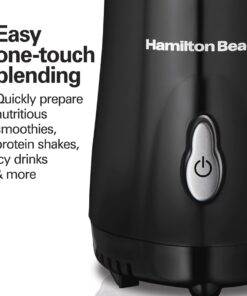 Hamilton Beach Portable Blender for Shakes and Smoothies with 14 Oz BPA Free Travel Cup and Lid, Durable Stainless Steel Blades for Powerful Blending Performance, Black (51101AV) 14 oz. 1 Jar 34 614tSIL0plL