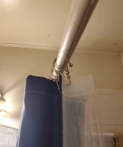 Maytex Shower Curtain Hooks, Shower Curtain Rings, Rust-Resistant Decorative Double Roller Glide Shower Hooks, Shower Rings for Bathroom Shower Rods, Curtains, Liners, Set of 12, Brushed Nickel 43 614thKhX6VL