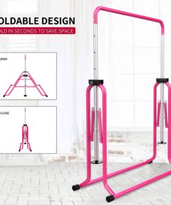 Tepemccu Expandable Gymnastics Bars,Adjustable Height Gymnastic Horizontal Bars,Junior Training Bar Children Folding Training Monkey Bars for Kids… Light Pink 26 614us66L5nL