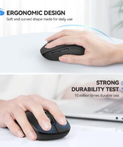 TECKNET Bluetooth Mouse, Wireless Mouse for Laptop 2-in-1(Bluetooth 5.0/3.0+2.4Ghz) Computer Mouse, Portable Ergonomic PC Wireless Mouse with USB Receiver, Compatible with MacBook Pro Air Chromebook Black 26 614y3ElVwcL