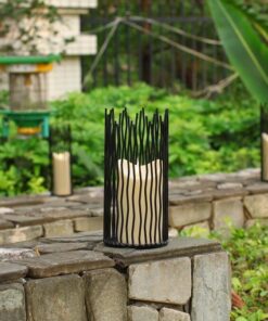 Set of 3 Metal Iron Candle Holder, Black Candlestick Modern Table Centerpiece for Indoor & Outdoor Decor, Dining Room, Home Decoration 43 6150 ZJ8smL