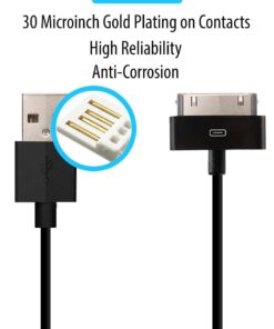 Alternative view of HomeSpot 8 inches (20 Centimeters) 30 Pin Compatible USB Cable, Compatible with iPhone 4, iPhone 4S, iPad 1/2/3, iPod Touch, iPod Nano, 8 inch/20 cm (Black) 1 Pack