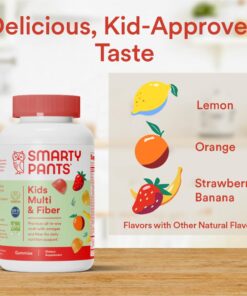 SmartyPants Kids Multivitamin Gummies and Fiber Supplement: Omega 3 Fish Oil (EPA/DHA), Vitamin D3, C, Vitamin B12, B6, Vitamin A, K & Zinc, Gluten Free, Three Fruit Flavors, 120 Count (30 Day Supply) Kids Formula w/ Fiber 120 Count (Pack of 1) 29 61512I87iL 1