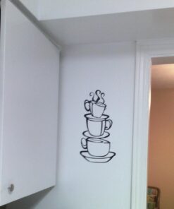 Coffee Cup Double Sided Visual Removable Wall Vinyl Sticker Decals Decor Art Bedroom Design Mural Black 15'' X 8'' 23 61516PFGF L