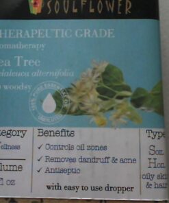 Soulflower Organic Tea Tree Essential Oil for Oily Skin & Itchy Scalp- Melaleuca Alternifolia- 100% Pure, Natural, Vegan, Cruelty Free, Premium Quality, Aromatherapy, Diffusion, 30ml/ 1 fl oz 1 Fl Oz (Pack of 1) 34 6153gQSd aL