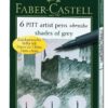 Faber-Castell Pitt Artist Brush Pen Wallet - Shades of Grey (6 Colours) 6 Count (Pack of 1)