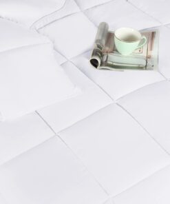 SUPERIOR Brushed Microfiber Solid Comforter, Down Alternative Bedding, Reversible, Medium Weight, Fluffy, Decorative, Duvet Insert, Oversized Blanket, Box Quilt Design, Queen, White 34 615BDhrMAL