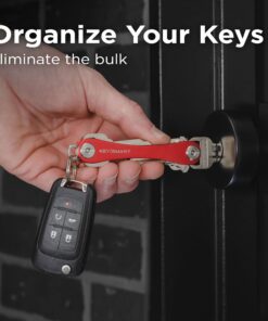KeySmart Key Holder for Keychain Key Ring - Compact Key Organizer Key Chain Key Case, Minimalist Pocket-Sized EDC Keychain, Loop Piece for Car Fobs, Expandable (up to 14 Keys, Red) 25 615FOToafoL