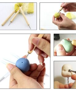 COMIART 3pcs Wood Ball Styluses Tool Set for Embossing Pattern Clay Sculpting Wax Polymer Dotting Tools 13 615M5gPLp3L