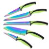 SiliSlick Kitchen Knife Set Professional, Titanium Coated Stainless Steel Blades, Dishwasher Safe, Safety Sheaths, 5 Knives Green Handle 6 615MXHgvGNL